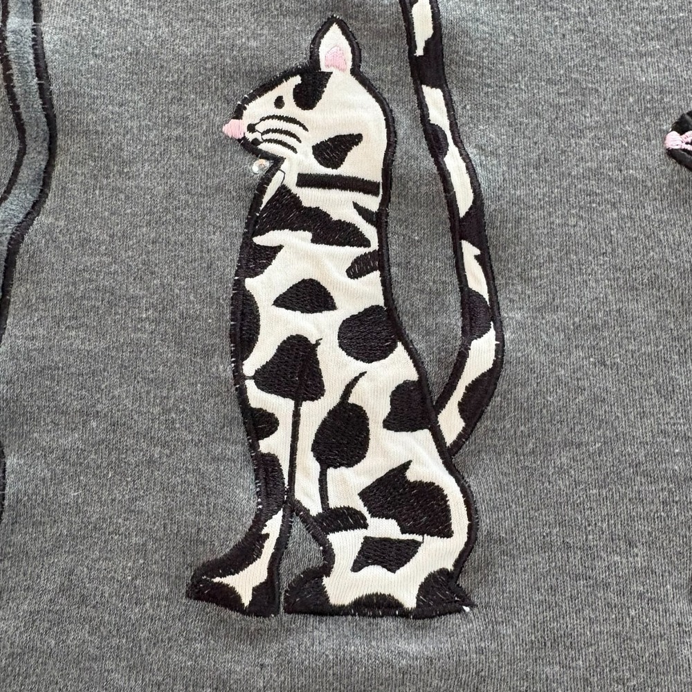 Needle & Thread Womens Gray Short Sleeve Cat Print Embroidered Dress Size 1X - Picture 9 of 15